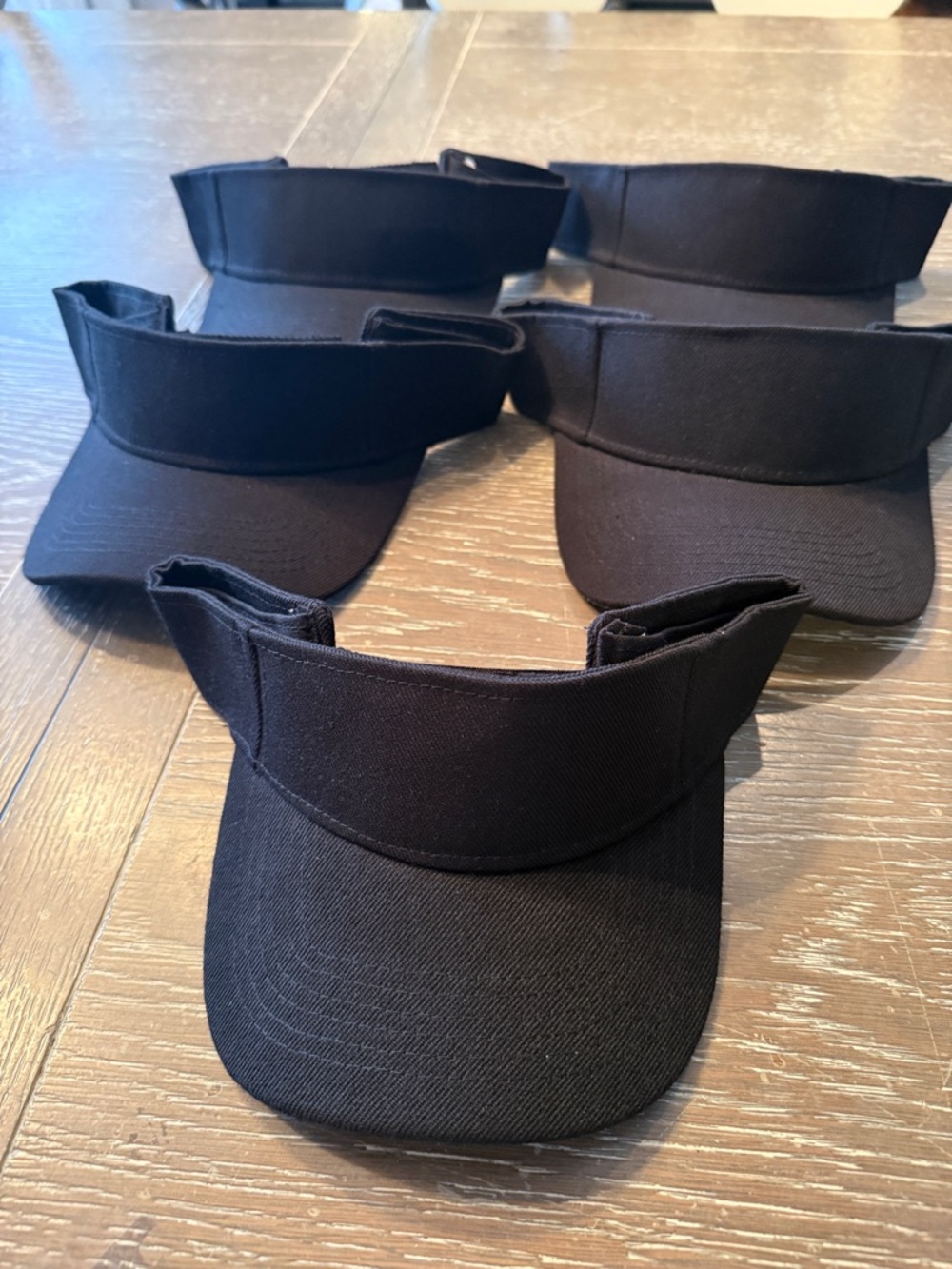 Black Sun Visor hats- adjustable Velcro unisex new Pack of 5